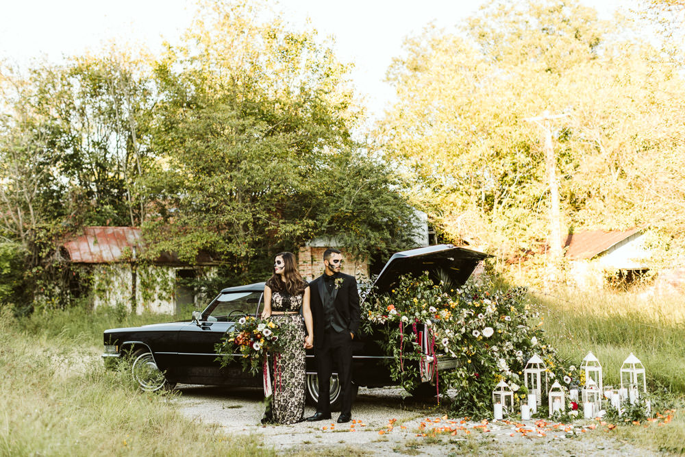 Car Transport Vintage Halloween Wedding Ideas Megan Morales Photography