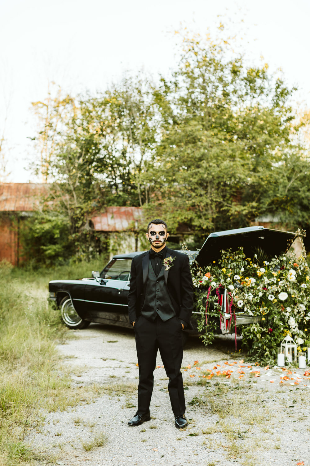 Groom Suit Black Tie Halloween Wedding Ideas Megan Morales Photography