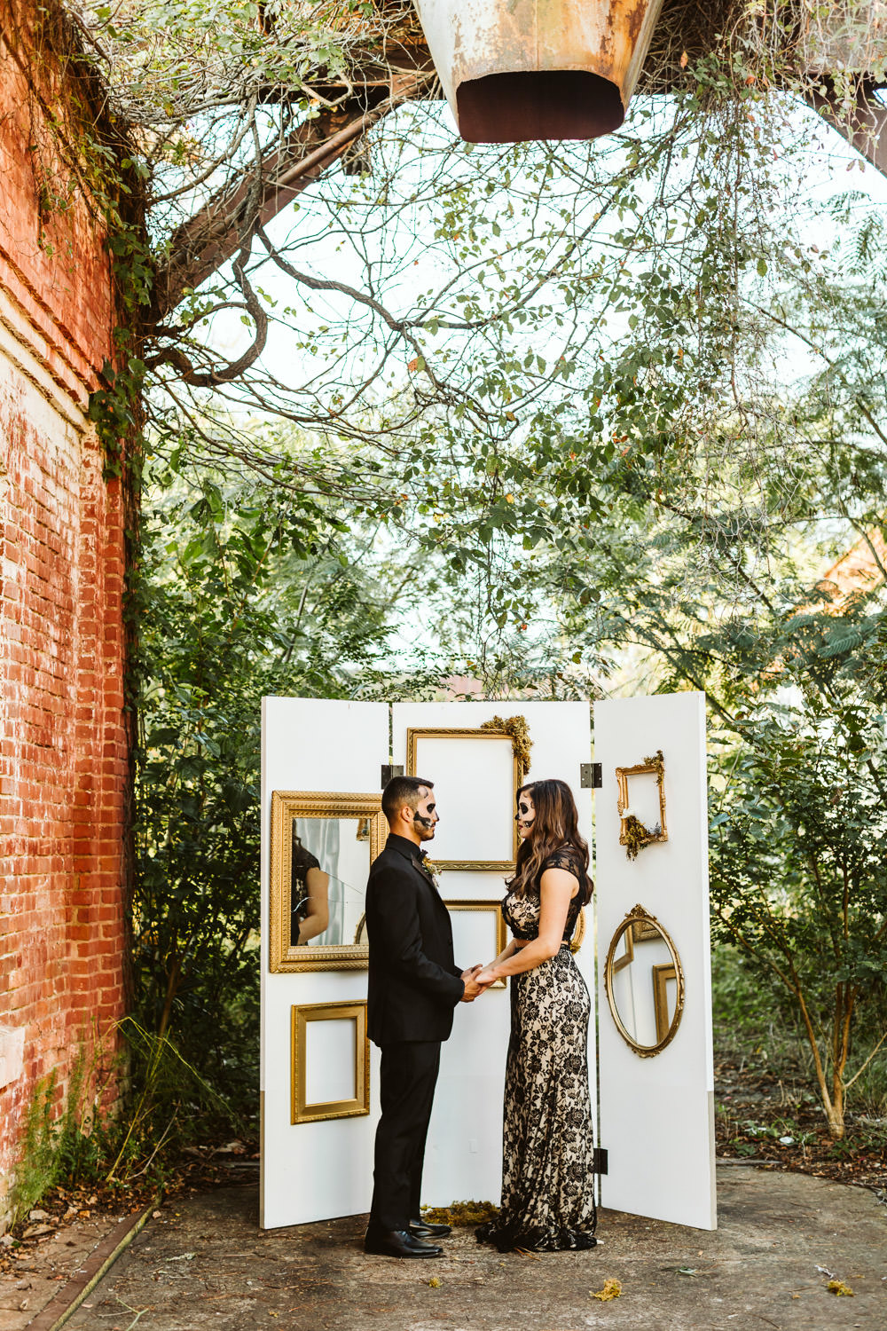 Photo Booth Wall Frame Backdrop Halloween Wedding Ideas Megan Morales Photography