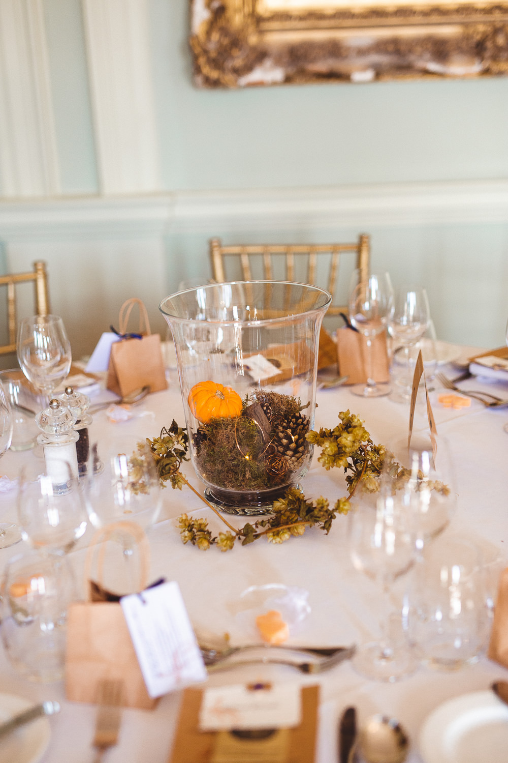 Terrarium Pumpkin Centrepiece Decor Decoration Halloween Wedding Nicola Casey Photography