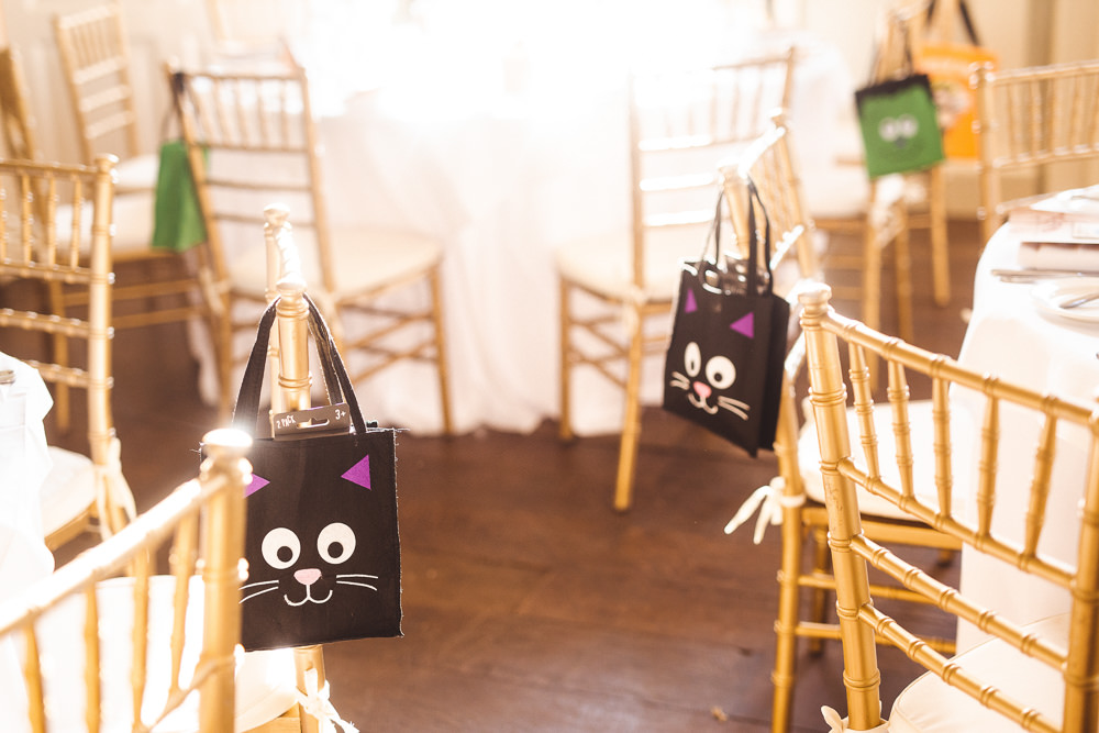 Goodie Bags Chairs Halloween Wedding Nicola Casey Photography