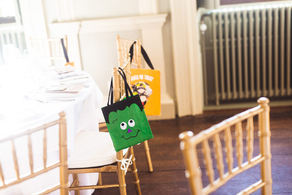 Goodie Bags Chairs Halloween Wedding Nicola Casey Photography