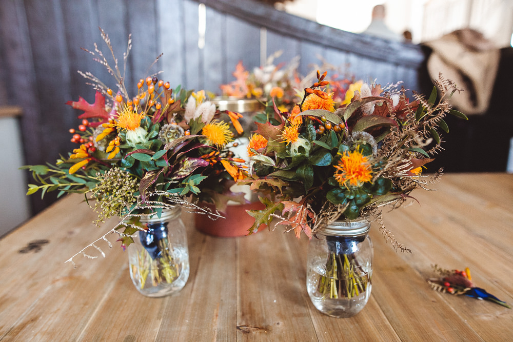 Bouquet Flowers Bride Bridal Orange Leaf Leaves Autumn Seeds Greenery Foliage Halloween Wedding Nicola Casey Photography