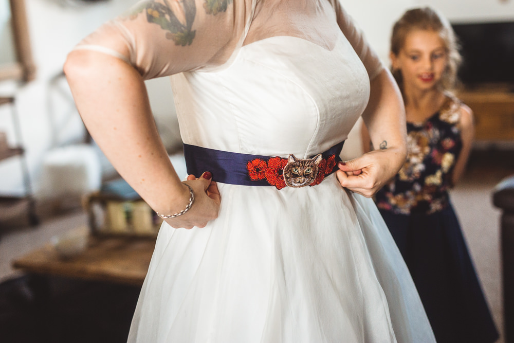 Cat Belt Bride Bridal Halloween Wedding Nicola Casey Photography