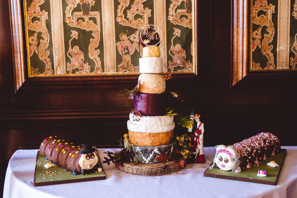 Cheese Tower Cake Stack Log Laser Cut Topper Halloween Wedding Nicola Casey Photography