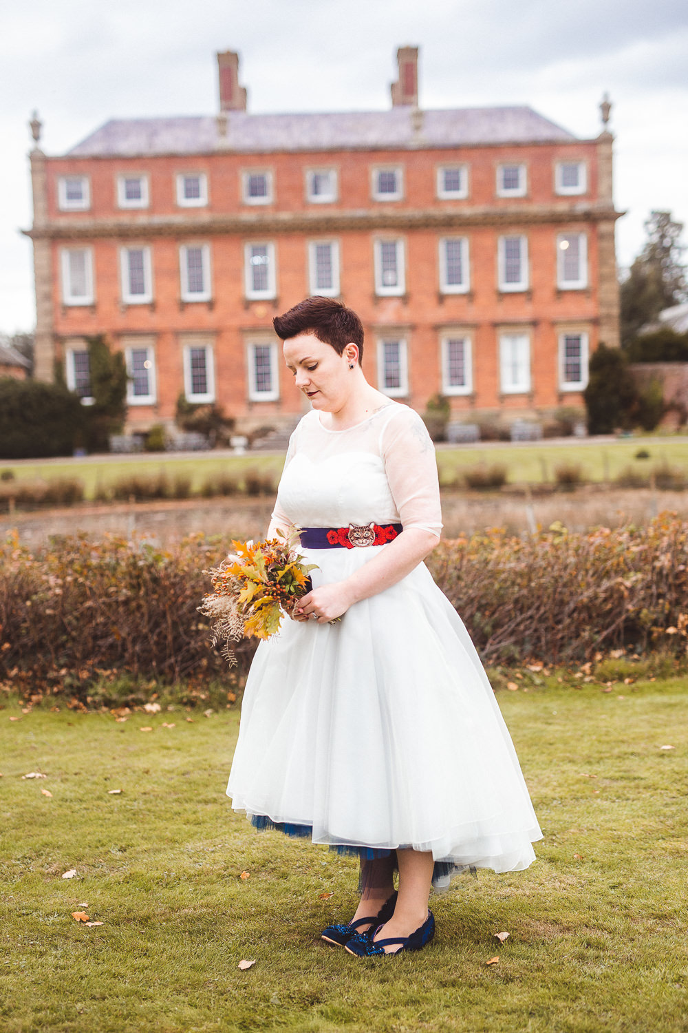 Bride Bridal Dress Gown Short 1950s Blue Petticoat Halloween Wedding Nicola Casey Photography