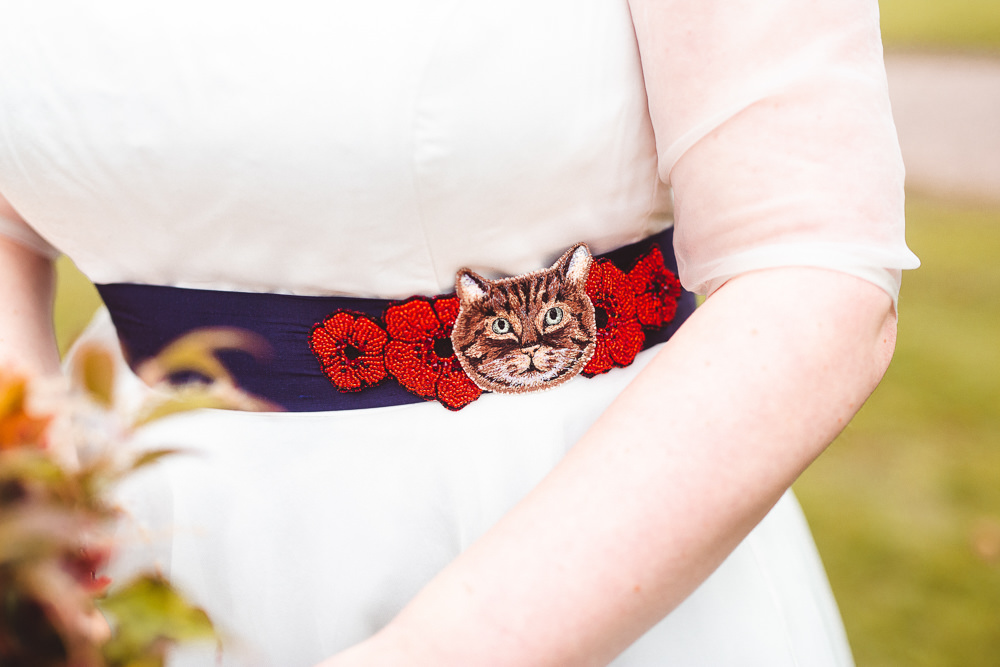 Cat Belt Bride Bridal Halloween Wedding Nicola Casey Photography