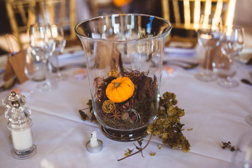Terrarium Pumpkin Centrepiece Decor Decoration Halloween Wedding Nicola Casey Photography