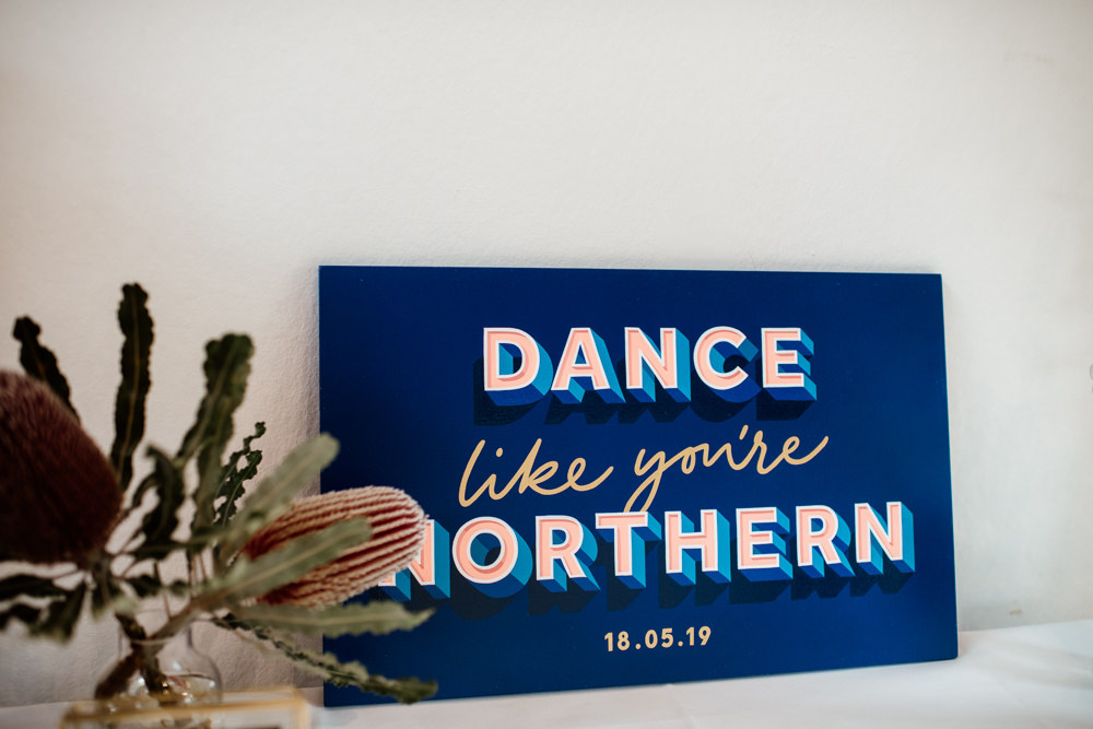 Sign Signs Signage Graphic Modern Pink Blue Henry Moore Wedding Ellie Gillard Photography