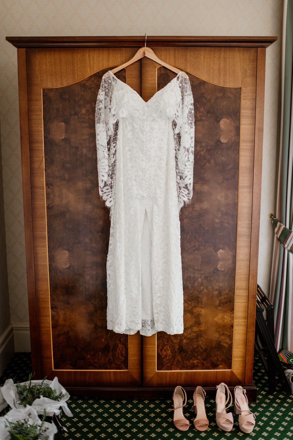Dress Gown Bride Bridal Grace Loves Lace Verdelle Sleeves Train Henry Moore Wedding Ellie Gillard Photography