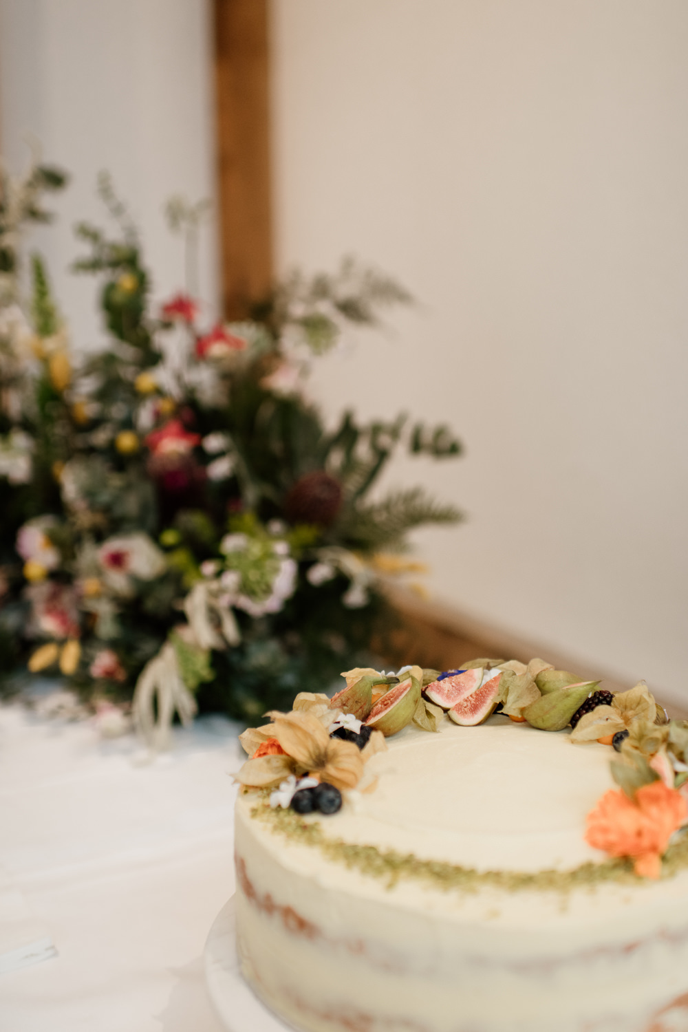 Semi Naked Cake Fruit Henry Moore Wedding Ellie Gillard Photography
