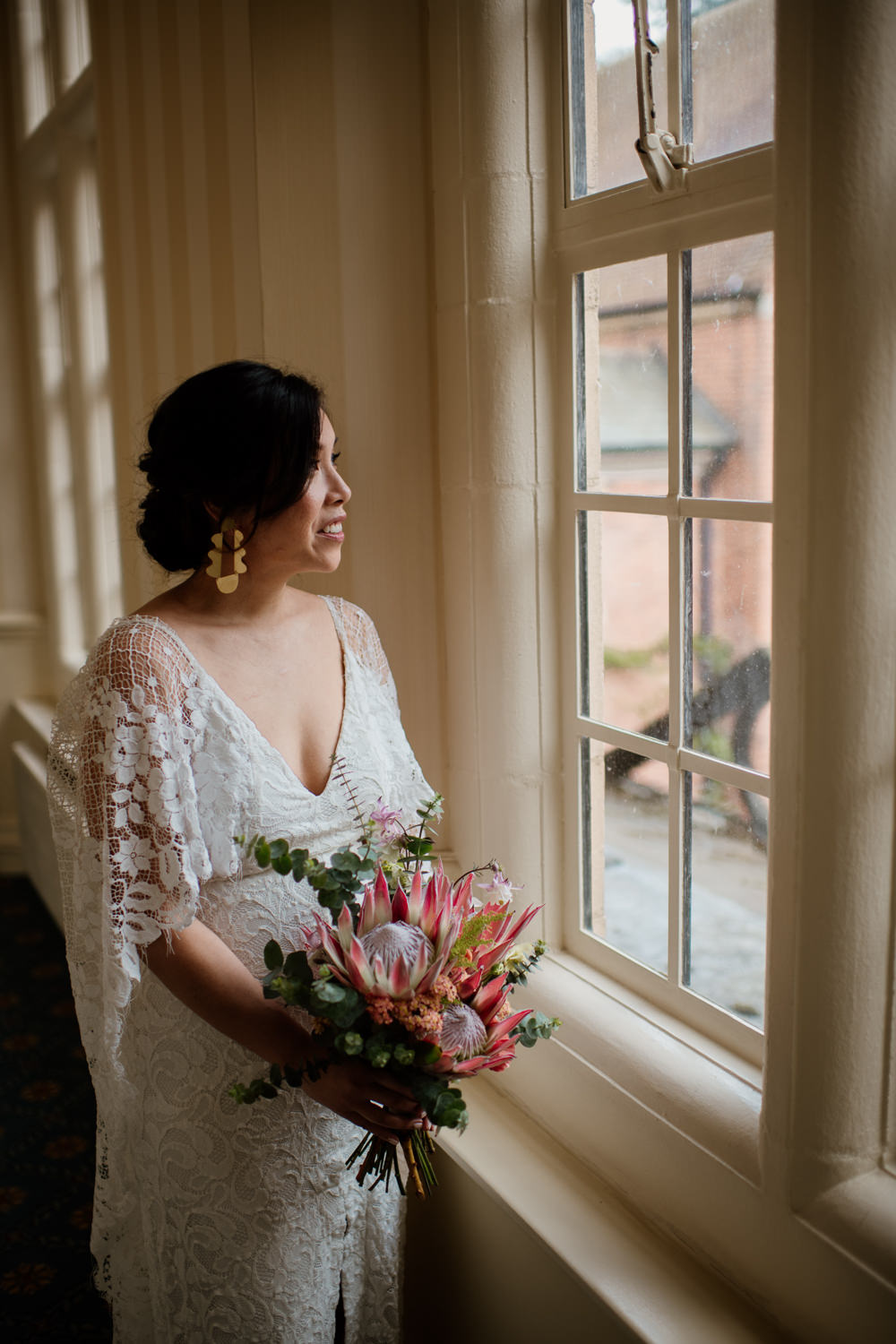 Dress Gown Bride Bridal Grace Loves Lace Verdelle Sleeves Train Henry Moore Wedding Ellie Gillard Photography