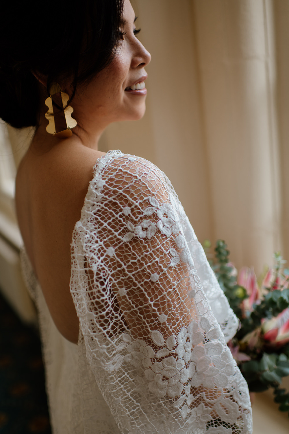 Dress Gown Bride Bridal Grace Loves Lace Verdelle Sleeves Train Henry Moore Wedding Ellie Gillard Photography
