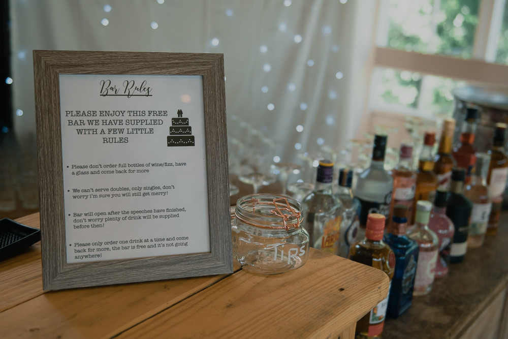 Bar Rules Sign Hexham Winter Gardens Wedding Leighton Bainbridge Photography