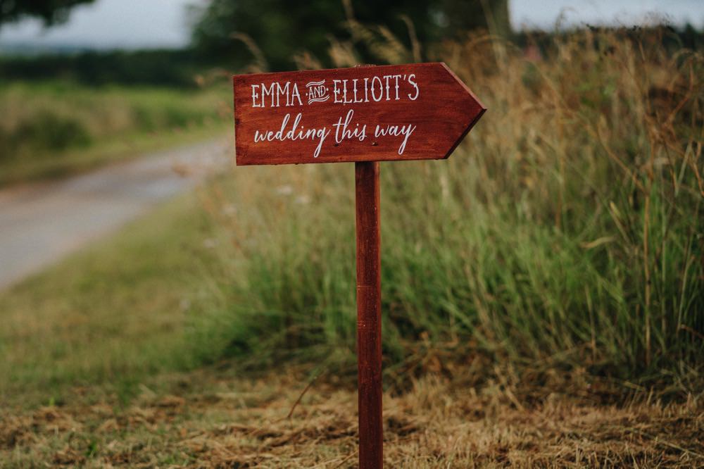 Wooden Sign Direction Signpost High Barn Wedding Edenhall Bloom Weddings