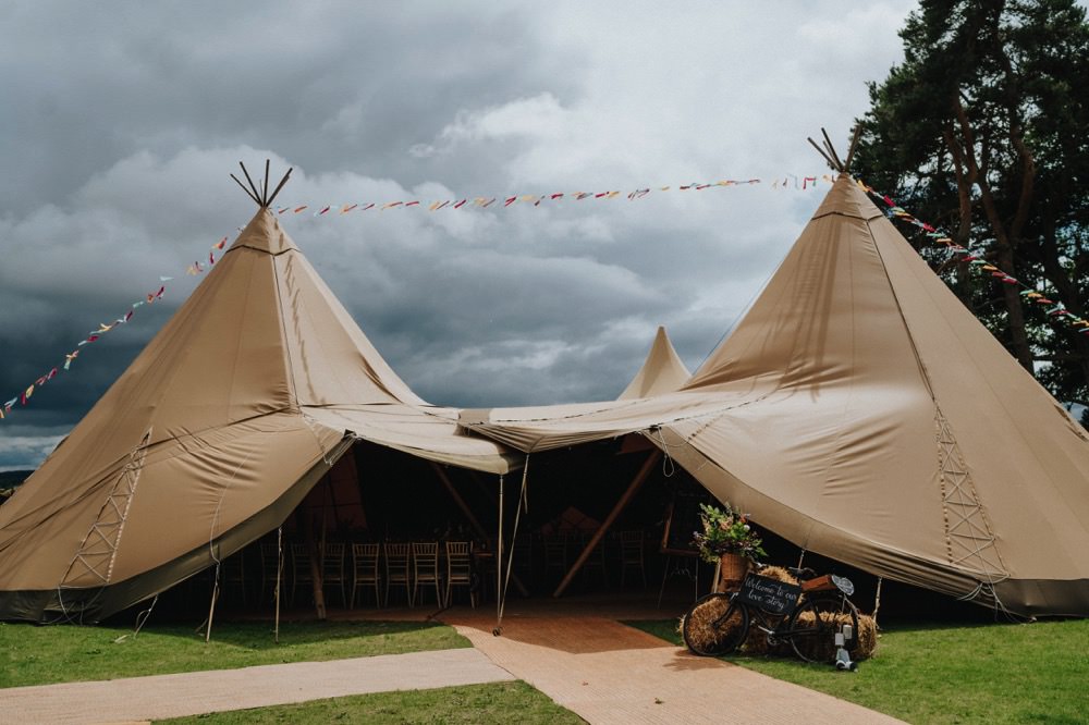 Tipi Bunting Bike Hay Bale Florals High Barn Wedding Edenhall Bloom Weddings