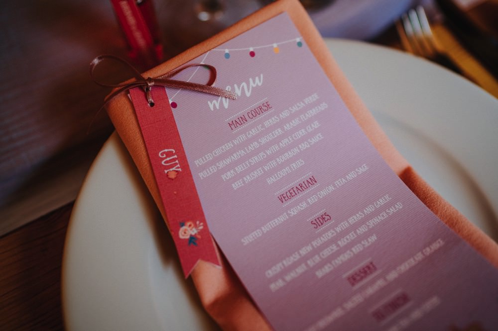 Menu Napkin Stationery Tag Place Name Card High Barn Wedding Edenhall Bloom Weddings