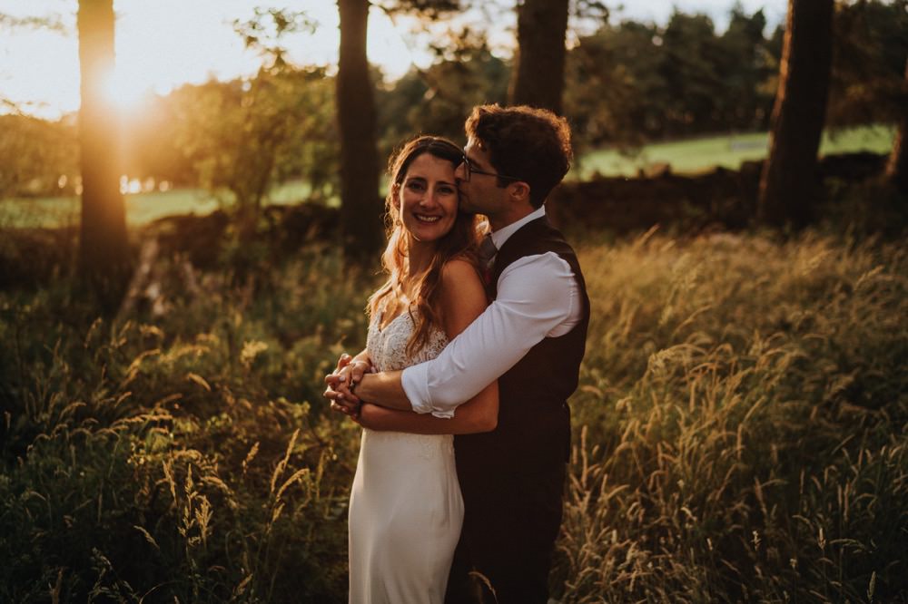 Bride Bridal Enzoani Fishtail Dress Gown Lace V Neck Strappy Waistcoat Groom High Barn Wedding Edenhall Bloom Weddings