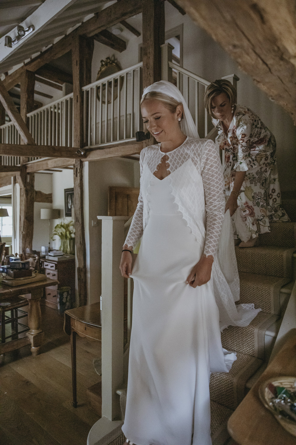 Bride Bridal Dress Gown Coat Lace Andrea Hawkes Kent Marquee Wedding Lily Bungay and Co