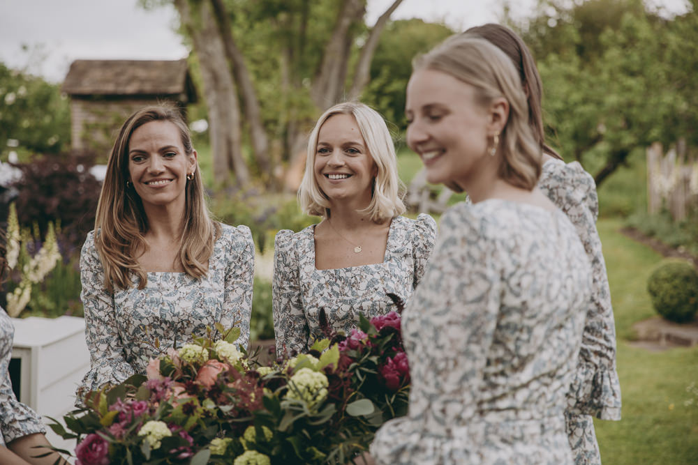 Bridesmaids Bridesmaid Dress Dresses Liberty Print Floral Flower Fabric Kent Marquee Wedding Lily Bungay and Co
