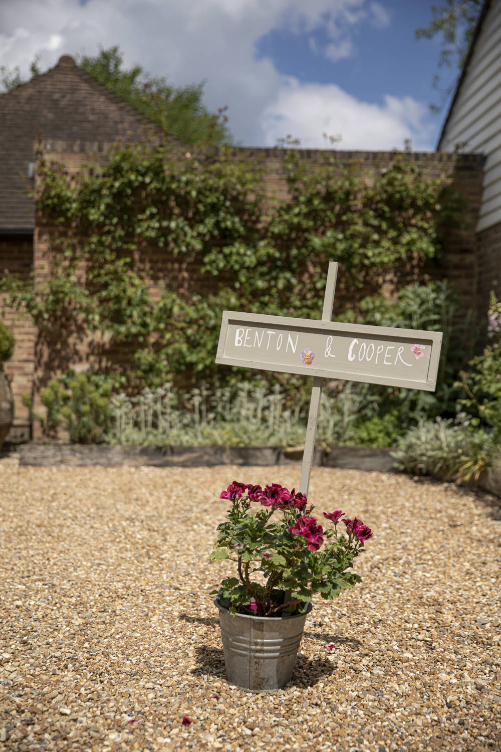 Sign Signpost Flowers Bucket Kent Marquee Wedding Lily Bungay and Co