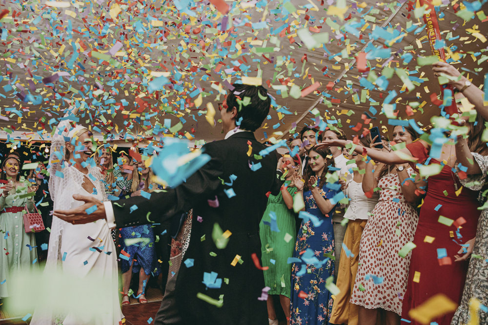 Confetti Cannon Dance Floor First Dance Kent Marquee Wedding Lily Bungay and Co