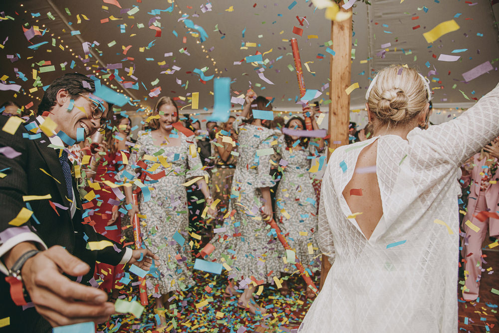 Confetti Cannon Dance Floor First Dance Kent Marquee Wedding Lily Bungay and Co