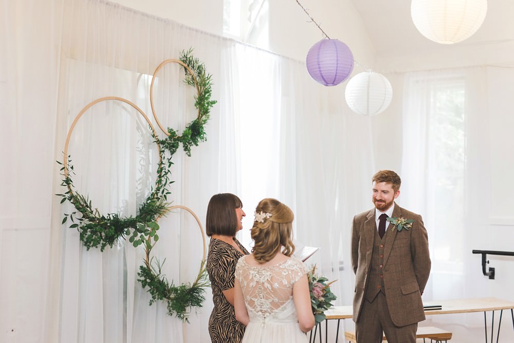 Hoop Backdrop Greenery Foliage Ceremony Aisle Letchworth Wedding Milkbottle Photography