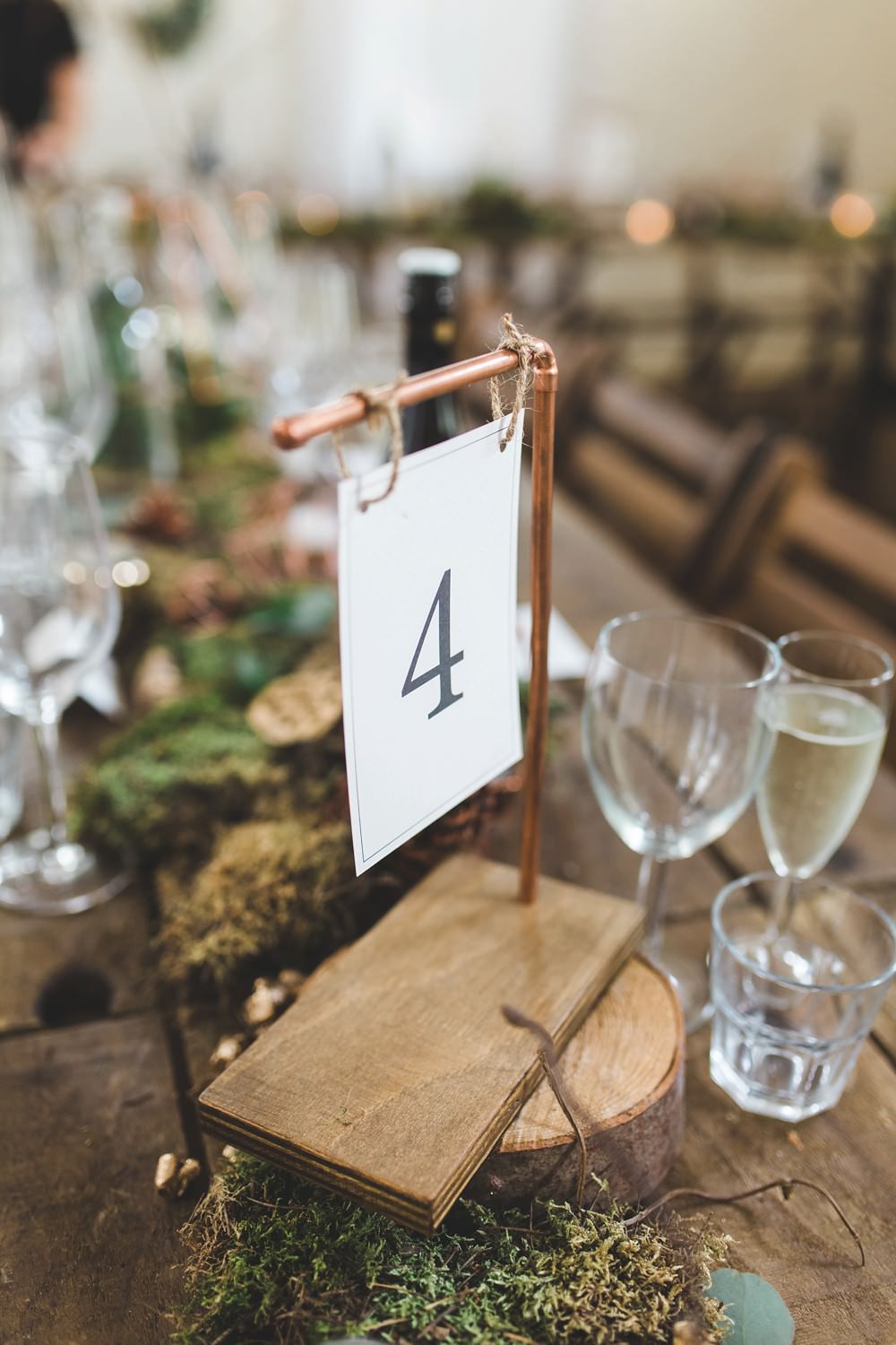 Copper Pipe Wood Table Name Number Letchworth Wedding Milkbottle Photography