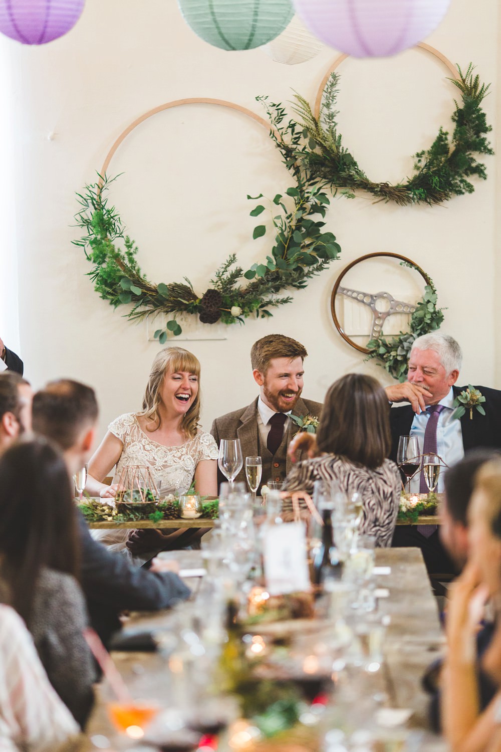 Hoop Backdrop Greenery Foliage Top Table Letchworth Wedding Milkbottle Photography