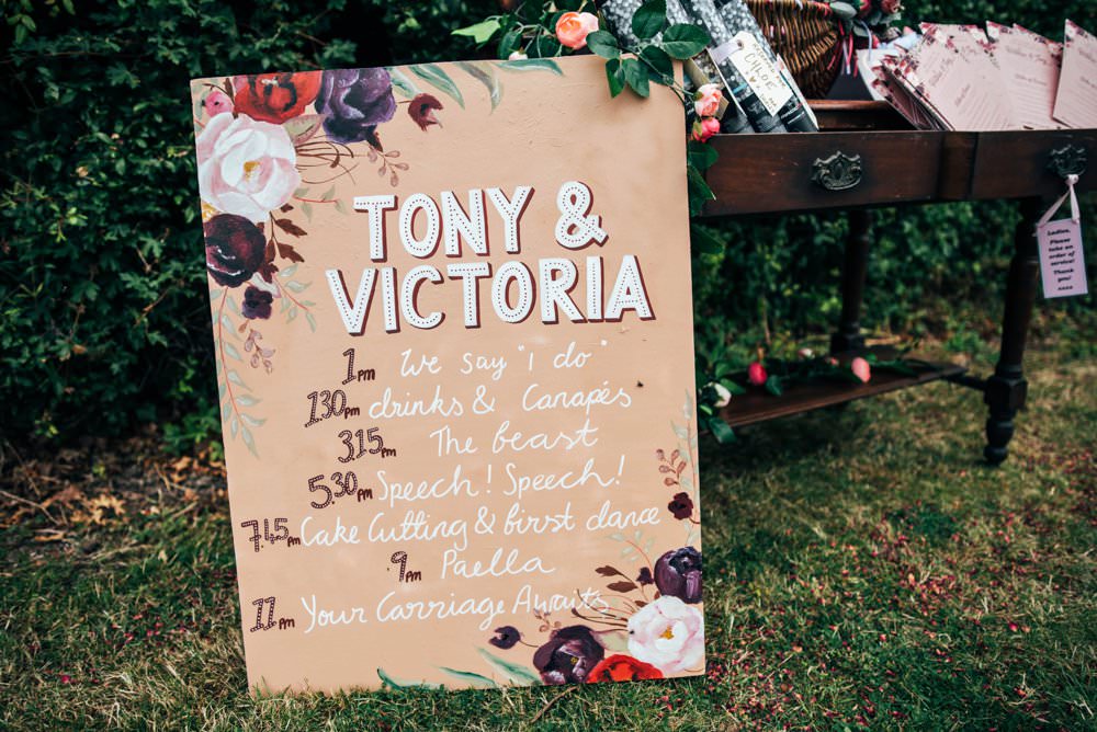 Floral Painted Modern Sign Signs Signage Pink Red Wedding Three Flowers Photography
