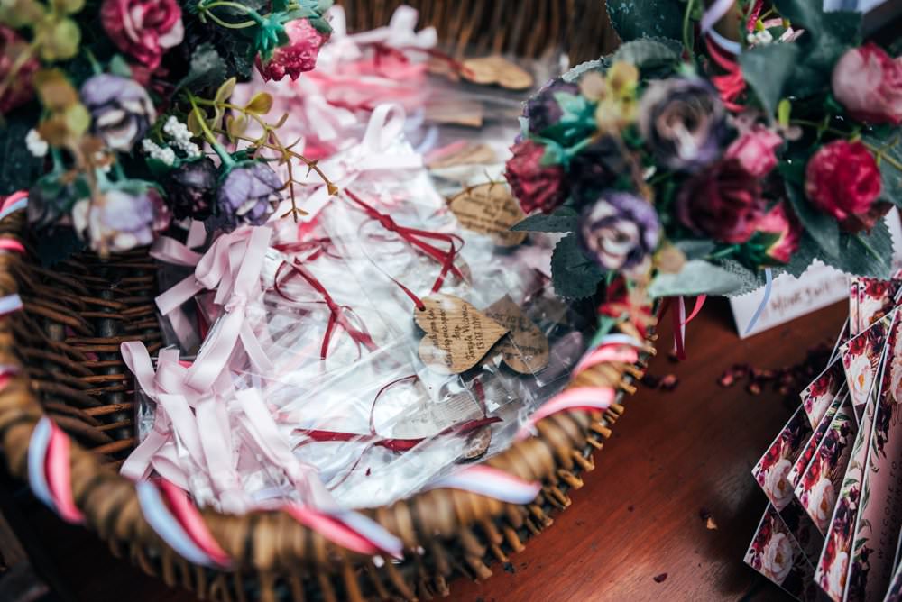 Wooden Hearts Favours Favors Pink Red Wedding Three Flowers Photography