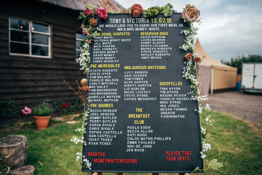 Peg Board Seating Chart Table Plan Pink Red Wedding Three Flowers Photography
