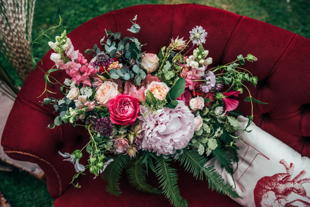 Bouquet Flowers Bride Bridal Peony Fern Eucalyptus Pink Red Wedding Three Flowers Photography
