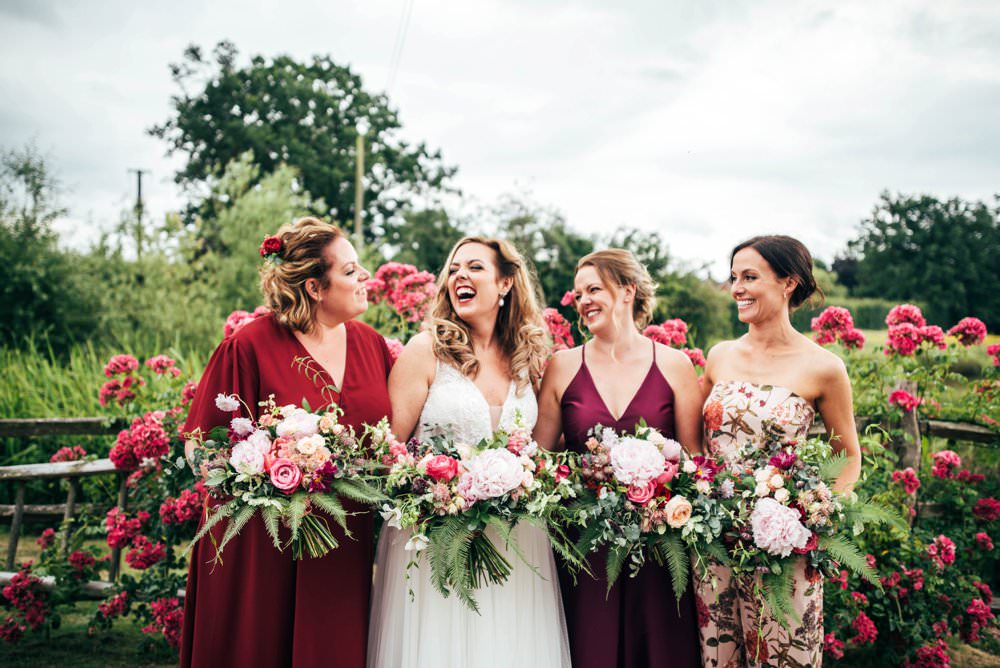 Bouquet Flowers Bride Bridal Peony Fern Eucalyptus Bridesmaids Pink Red Wedding Three Flowers Photography