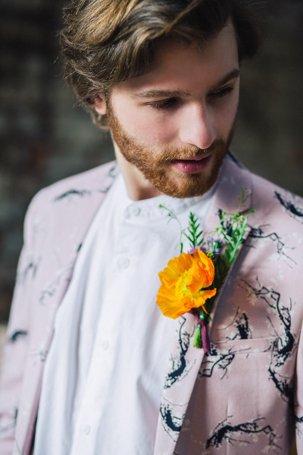 Groom Buttonhole Orange Poppy Playful Cool Wedding Ideas Sophie Lake Photography
