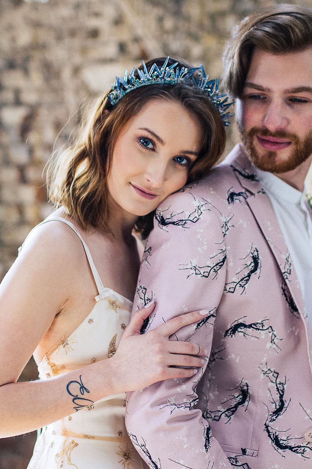 Bride Bridal Make Up Crystal Headdress Tiara Crown Playful Cool Wedding Ideas Sophie Lake Photography