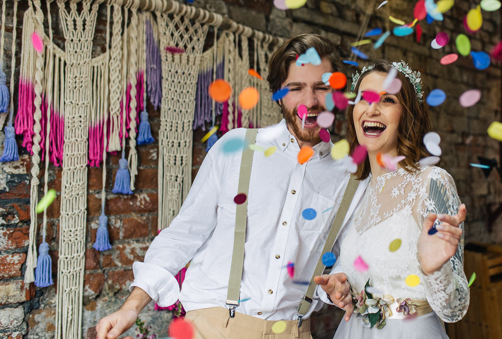Confetti Circles Paper Playful Cool Wedding Ideas Sophie Lake Photography