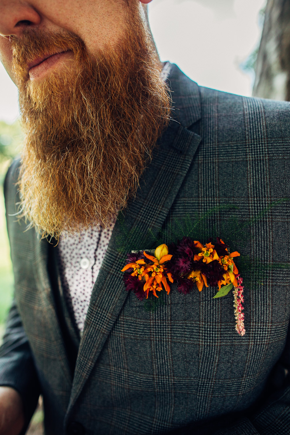 Buttonhole Grom Flowers Autumn Fall Retro Wedding Ideas Emily Little Wedding Photography