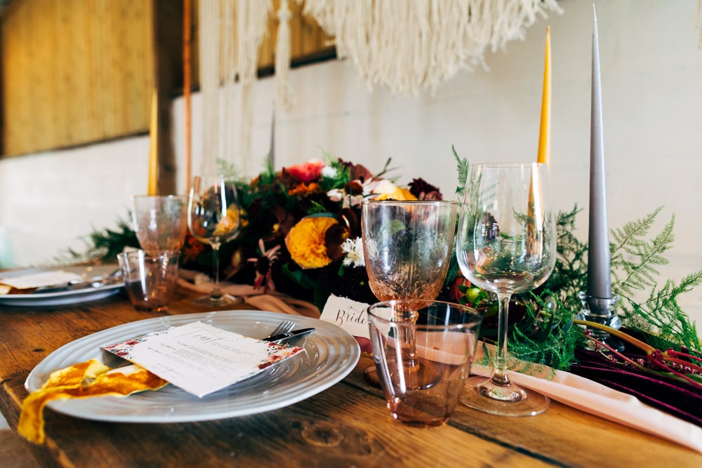 Place Setting Plate Menu Floral Menu Retro Wedding Ideas Emily Little Wedding Photography