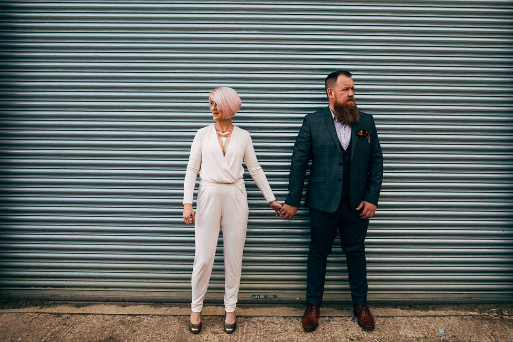 Groom Suit Grey Check Floral Shirt Retro Wedding Ideas Emily Little Wedding Photography