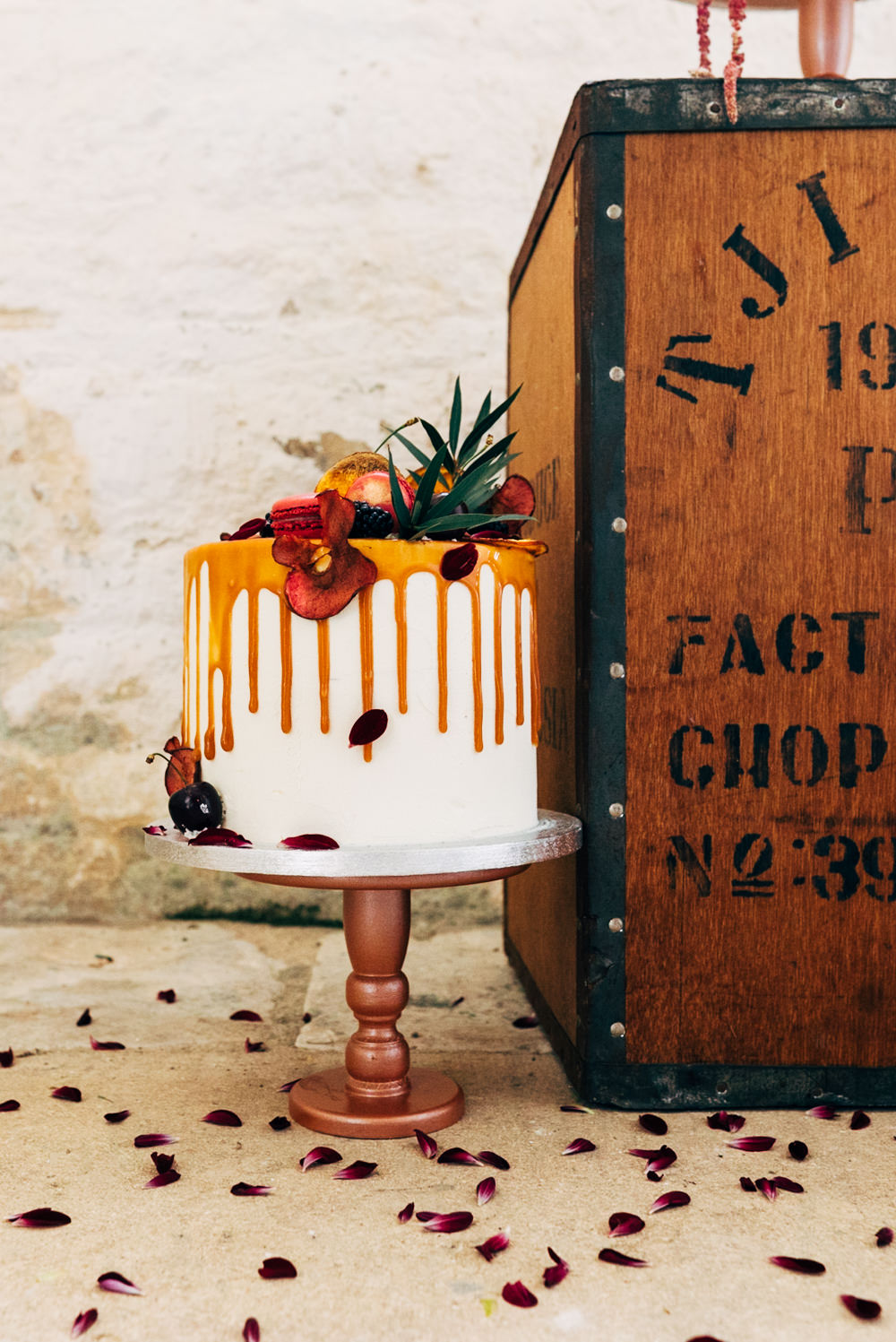 Drip Cake Orange Flowers Retro Wedding Ideas Emily Little Wedding Photography