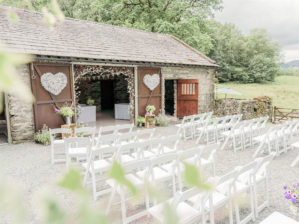 Outdoor Ceremony Barn Rustic Heart Surprise Wedding Carn Patrick Photography