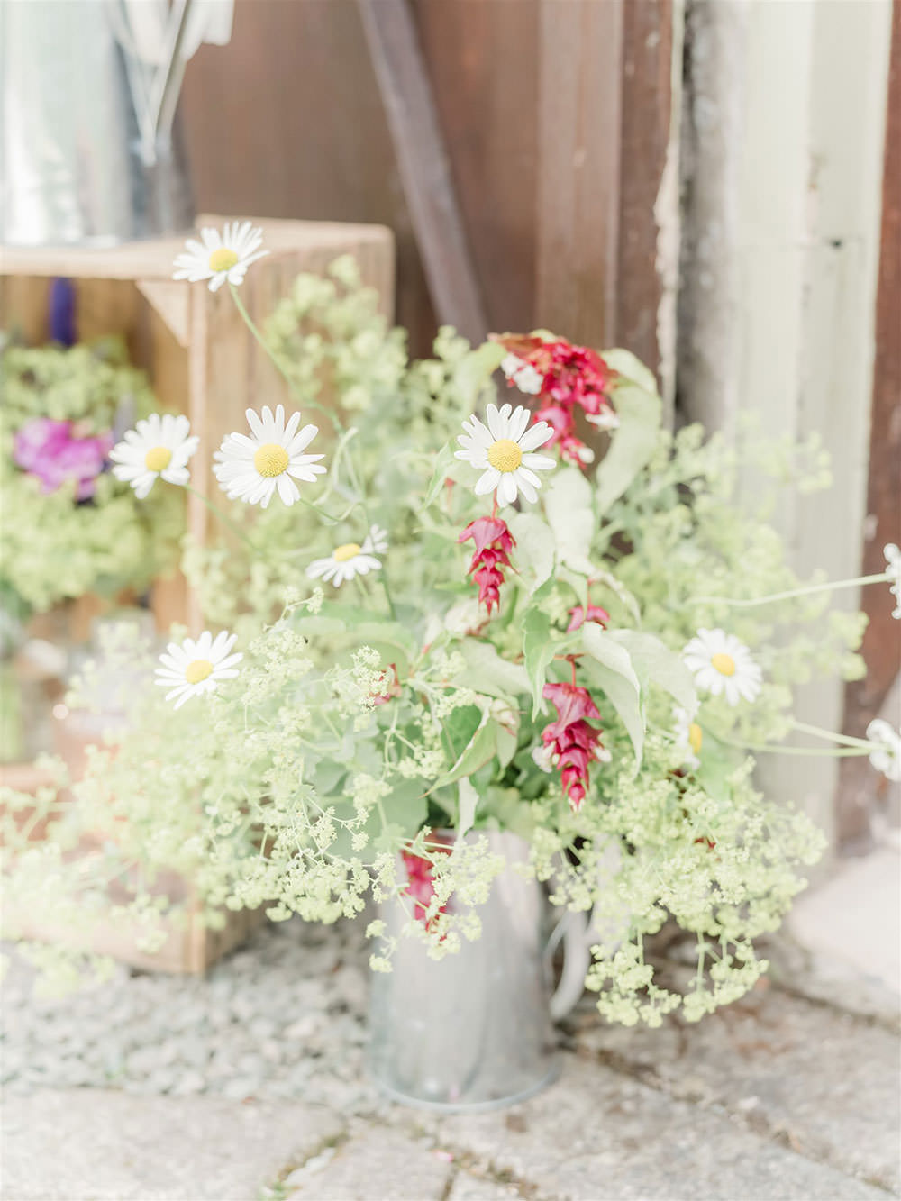 Greenery Flower Wildflower Jug Arrangement Flowers Surprise Wedding Carn Patrick Photography
