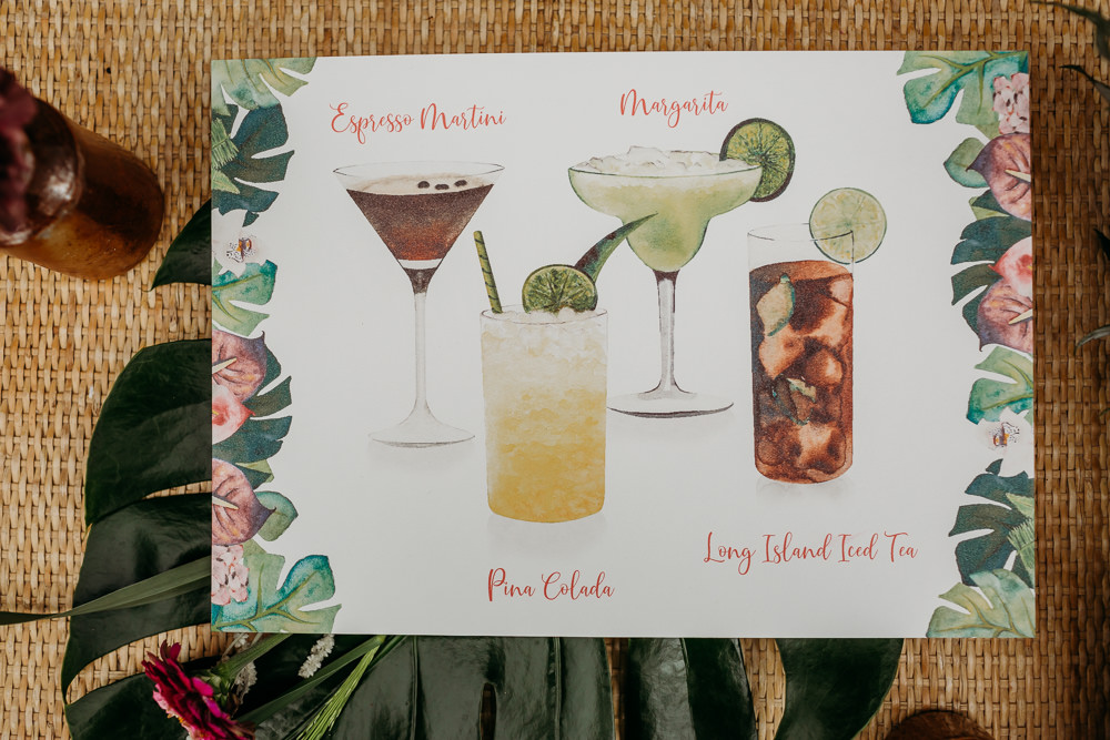 Jungle Palm Leaf Stationery Drinks Cocktails Tropical Wedding Ideas When Charlie Met Hannah