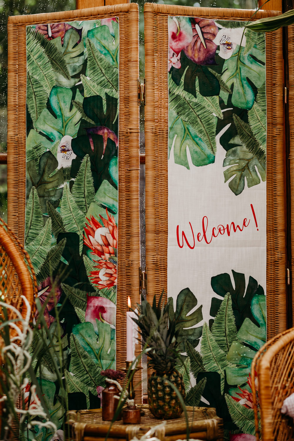 Jungle Palm Leaf Stationery Welcome Sign Painted Signs Signage Tropical Wedding Ideas When Charlie Met Hannah