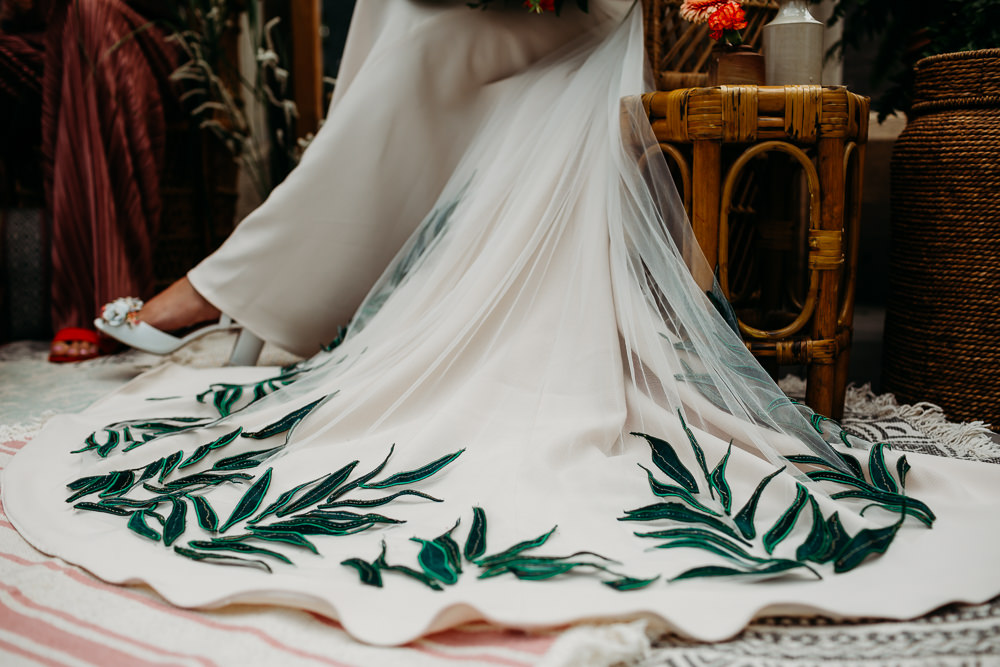 Dress Gown Bride Bridal Leaves Tropical Wedding Ideas When Charlie Met Hannah