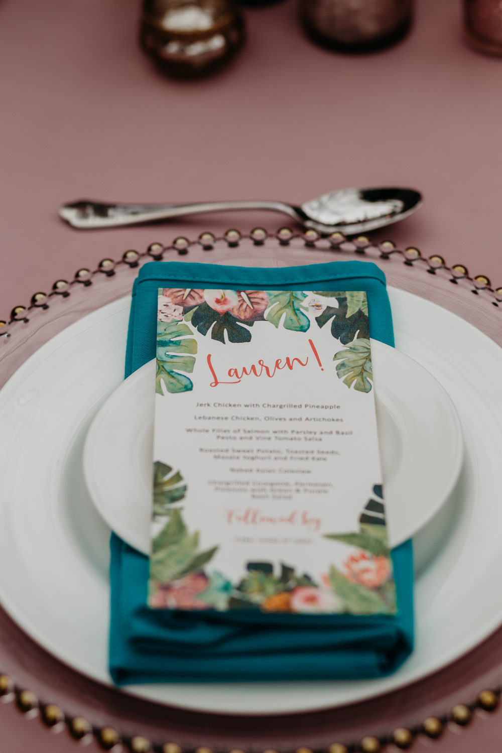 Jungle Palm Leaf Stationery Menu Tropical Wedding Ideas When Charlie Met Hannah