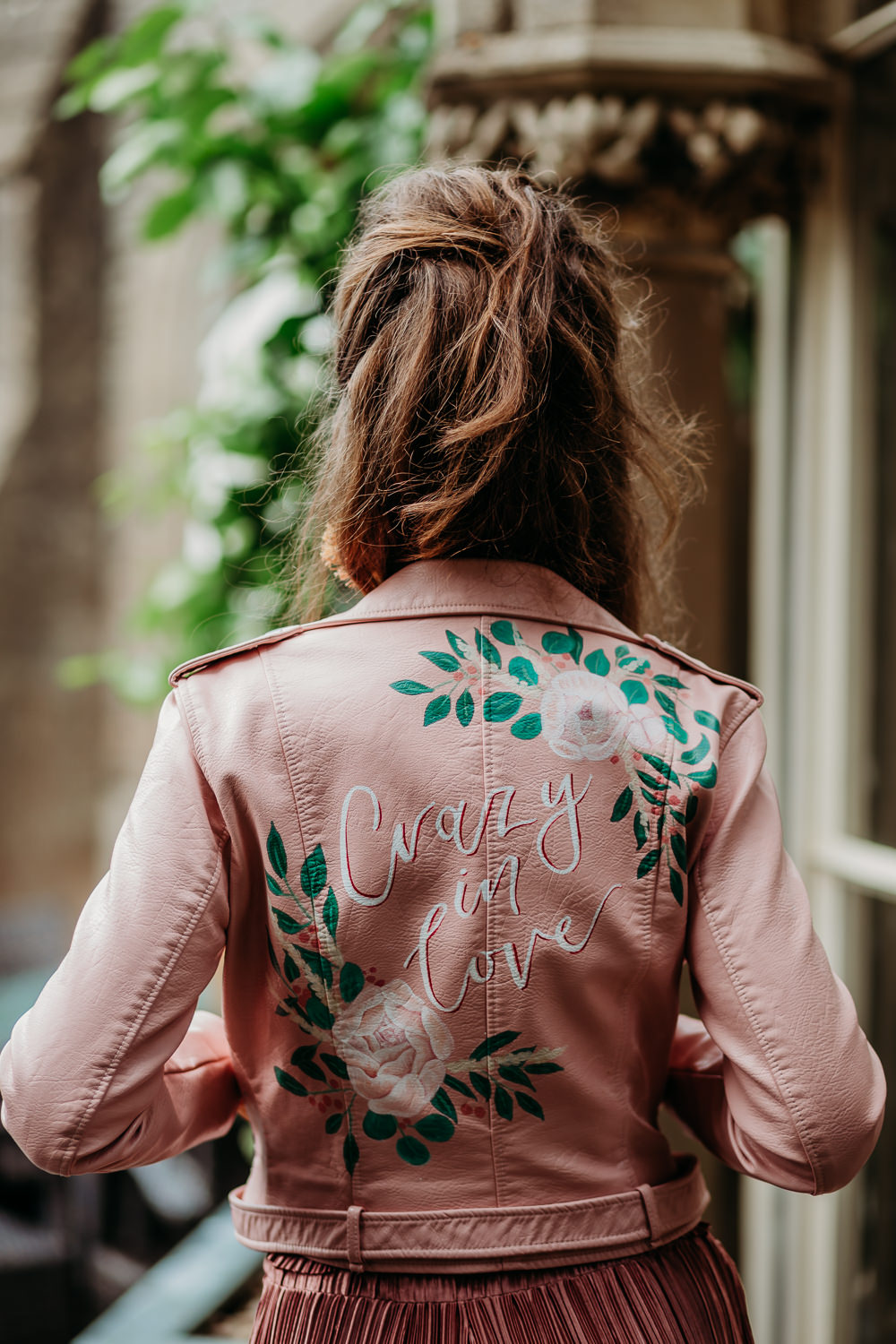 Bride Bridal Jacket Pink Painted Personalised Leather Tropical Wedding Ideas When Charlie Met Hannah