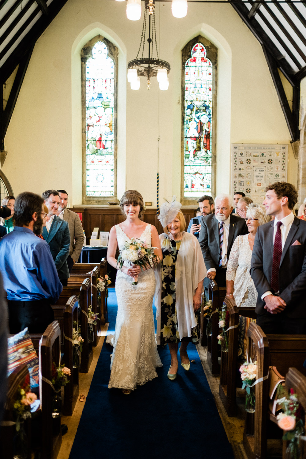 Bride Bridal Low V Neck Back Gown Dress Bouquet Utopia Broughton Hall Wedding Christopher Thomas Photography